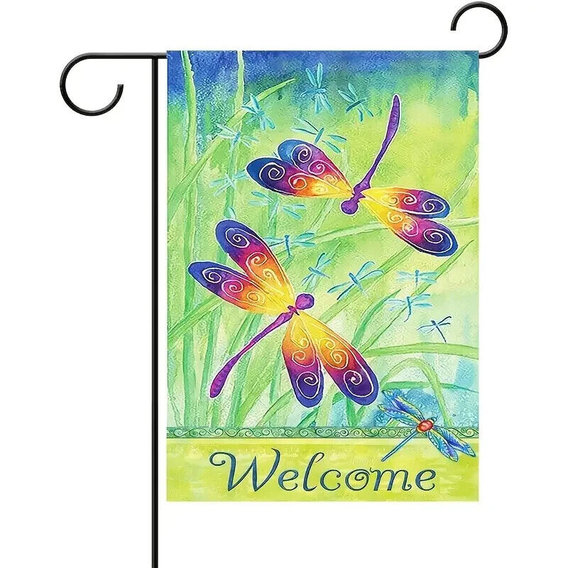 Dragonfly & Butterfly Welcome Burlap Garden Flag Double-Sided 12" x 18" NEW! Home & Garden:Yard, Garden & Outdoor Living:Décor:Flags Cozy Home Treasures